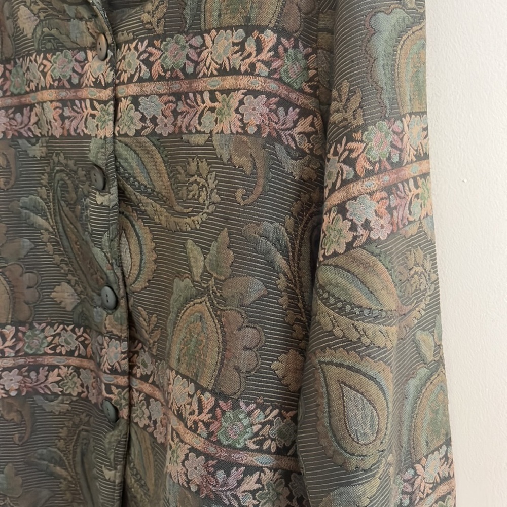 Coldwater Creek Tapestry Jacket Paisley Green Floral Autumn Winter Earthy Boho L - Picture 2 of 5